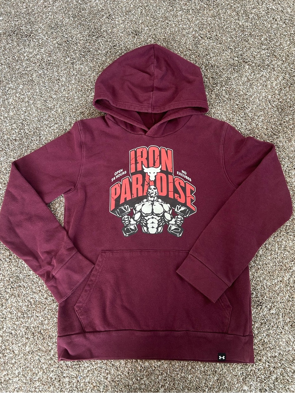 Under Armour Maroon Iron Paradise Graphic Hoodie (Youth Large)